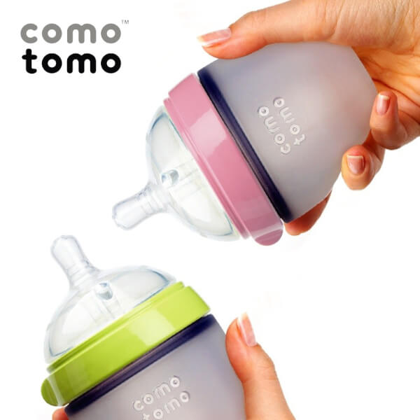 Bộ hai bình sữa silicone Comotomo 150ml - Xanh