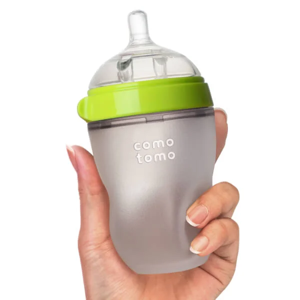 Bộ hai bình sữa silicone Comotomo 250ml - Xanh