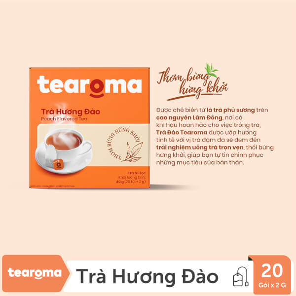 Combo 2 TRÀ TÚI LỌC ĐÀO TEAROMA HỘP 40G
