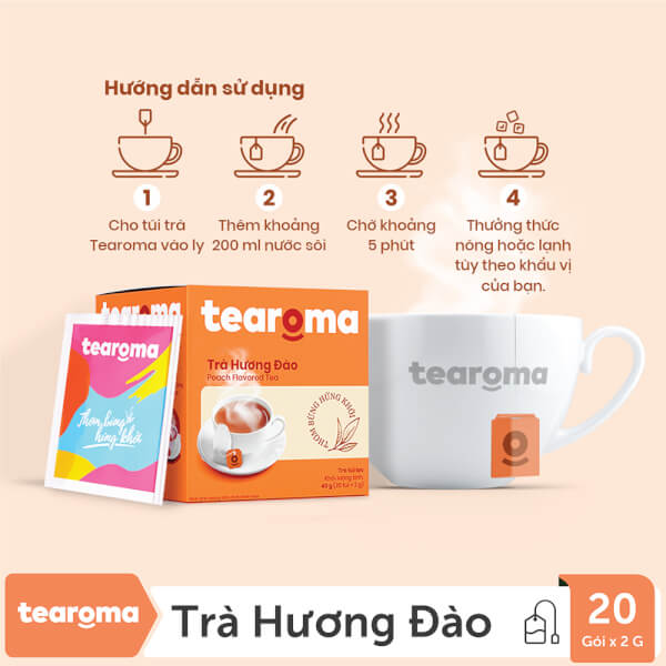 Combo 2 TRÀ TÚI LỌC ĐÀO TEAROMA HỘP 40G