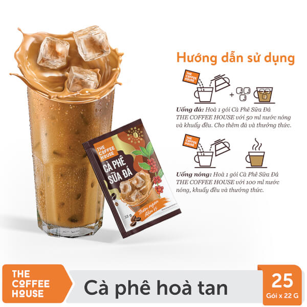 CÀ PHÊ HOÀ TAN SỮA ĐÁ THE COFFE HOUSE (25 gói x 22g)