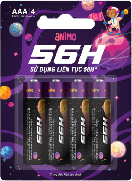 Vỉ 4 pin AAA 56h Animo (BP4-AAA)