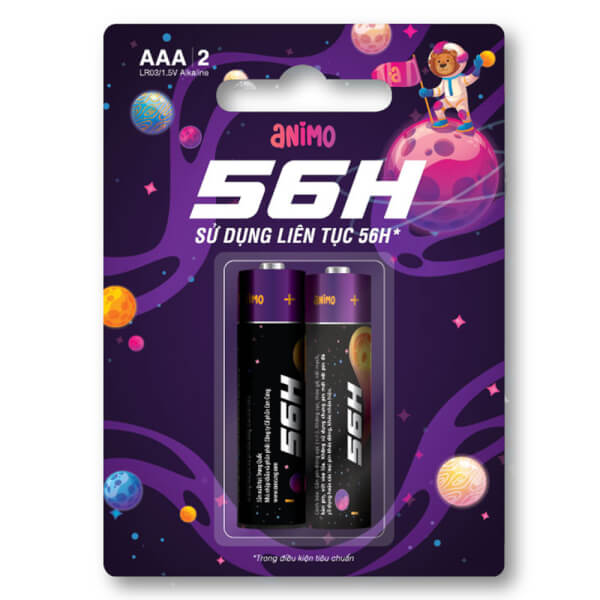 Vỉ 2 pin AAA 56h Animo (BP2-AAA)