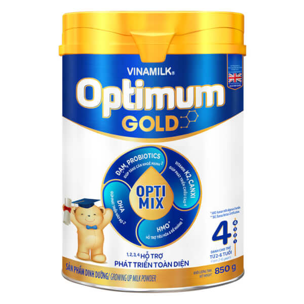 Combo 4 Vinamilk Optimum Gold 4, 850g, 2-6 tuổi