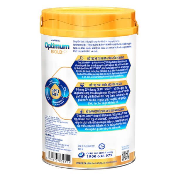 Combo 4 Vinamilk Optimum Gold 4, 850g, 2-6 tuổi