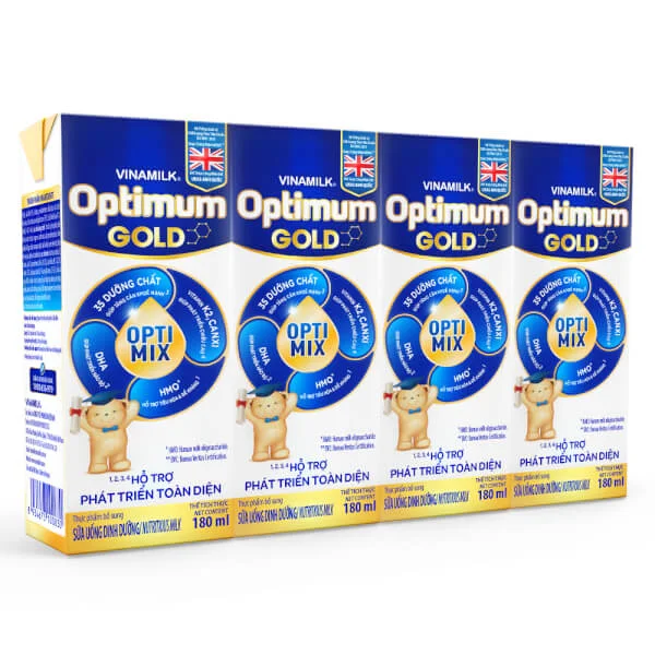 Thùng Sữa uống dinh dưỡng Optimum Gold 180ml (Lốc 4 hộp) - 12 lốc