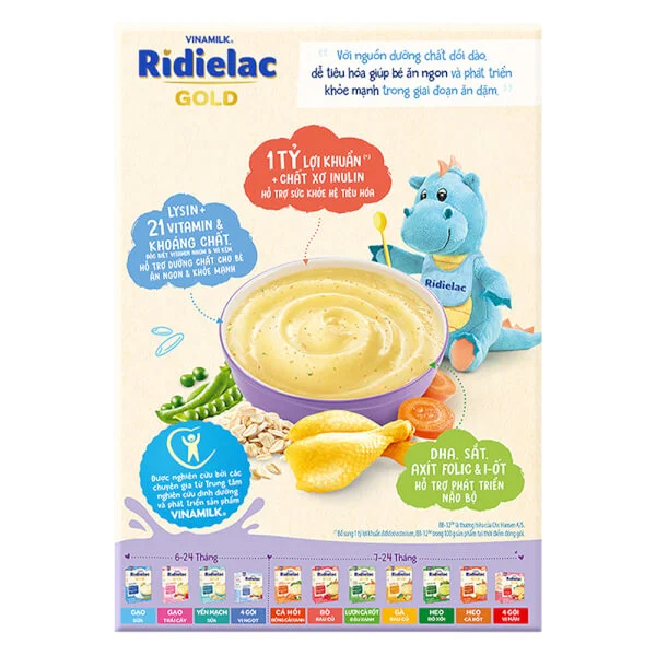 Bột ăn dặm Ridielac Gold Yến mạch gà đậu hà lan HG 200g