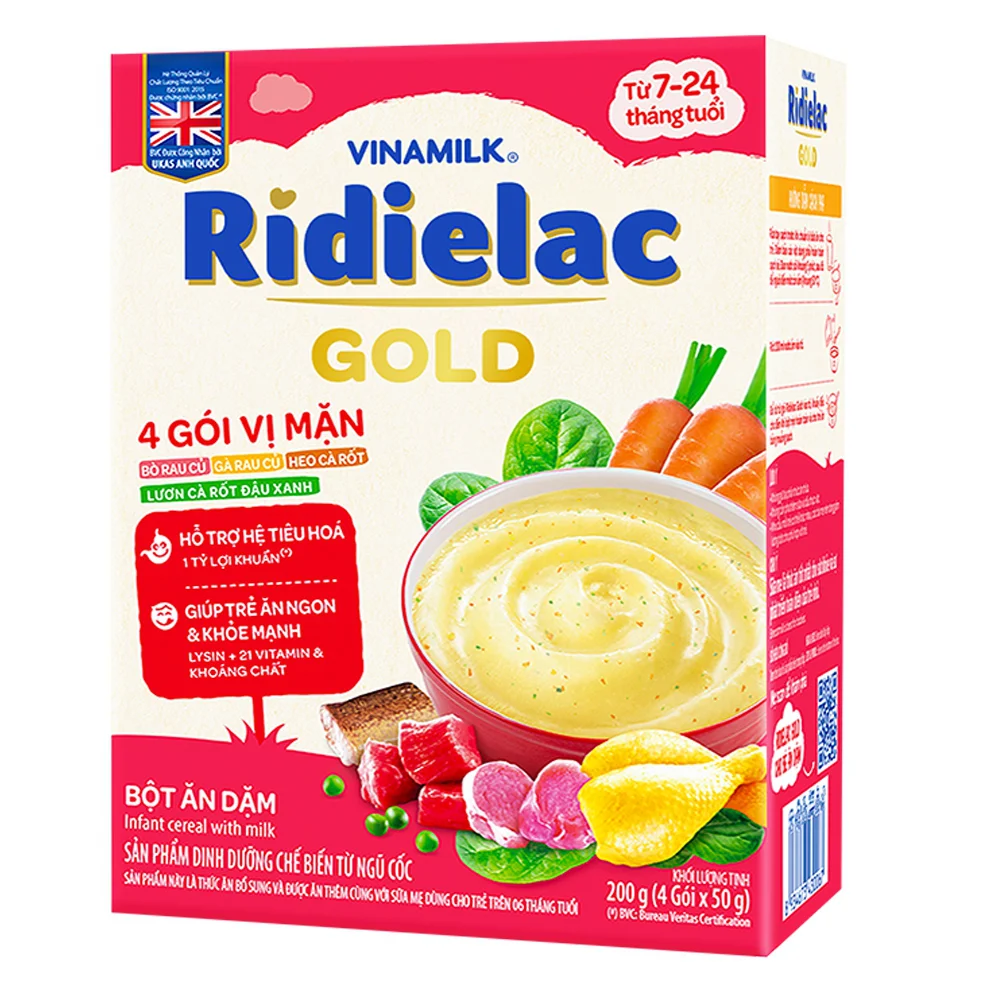 Bột ăn dặm Ridielac Gold 4 Vị Mặn HG 200g
