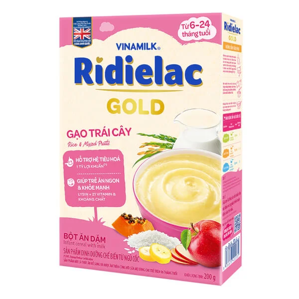 Bột ăn dặm Ridielac Gold Gạo trái cây HG 200g