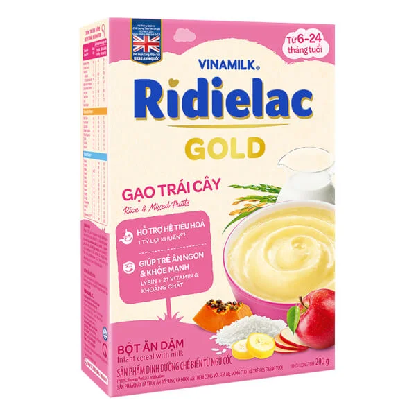 Bột ăn dặm Ridielac Gold Gạo trái cây HG 200g