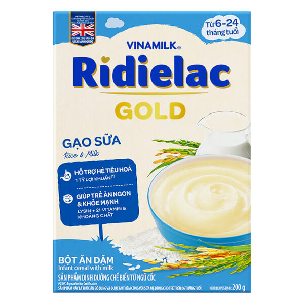 Bột ăn dặm Ridielac Gold Gạo sữa  HG 200g