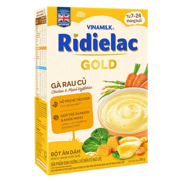 Bột ăn dặm Ridielac Gold Gà rau củ HG 200g