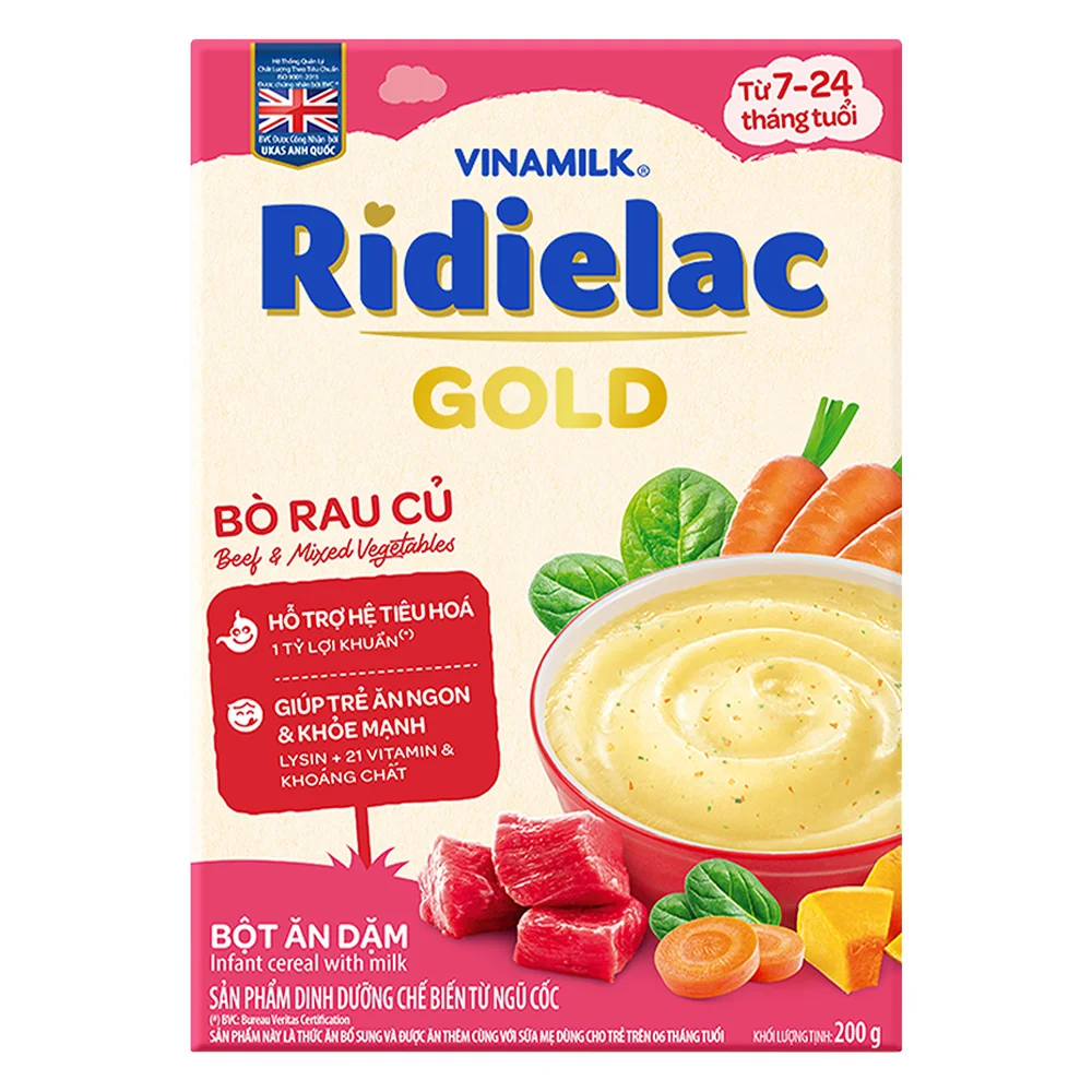 Bột ăm dặm Ridielac Gold bò rau củ HG 200g