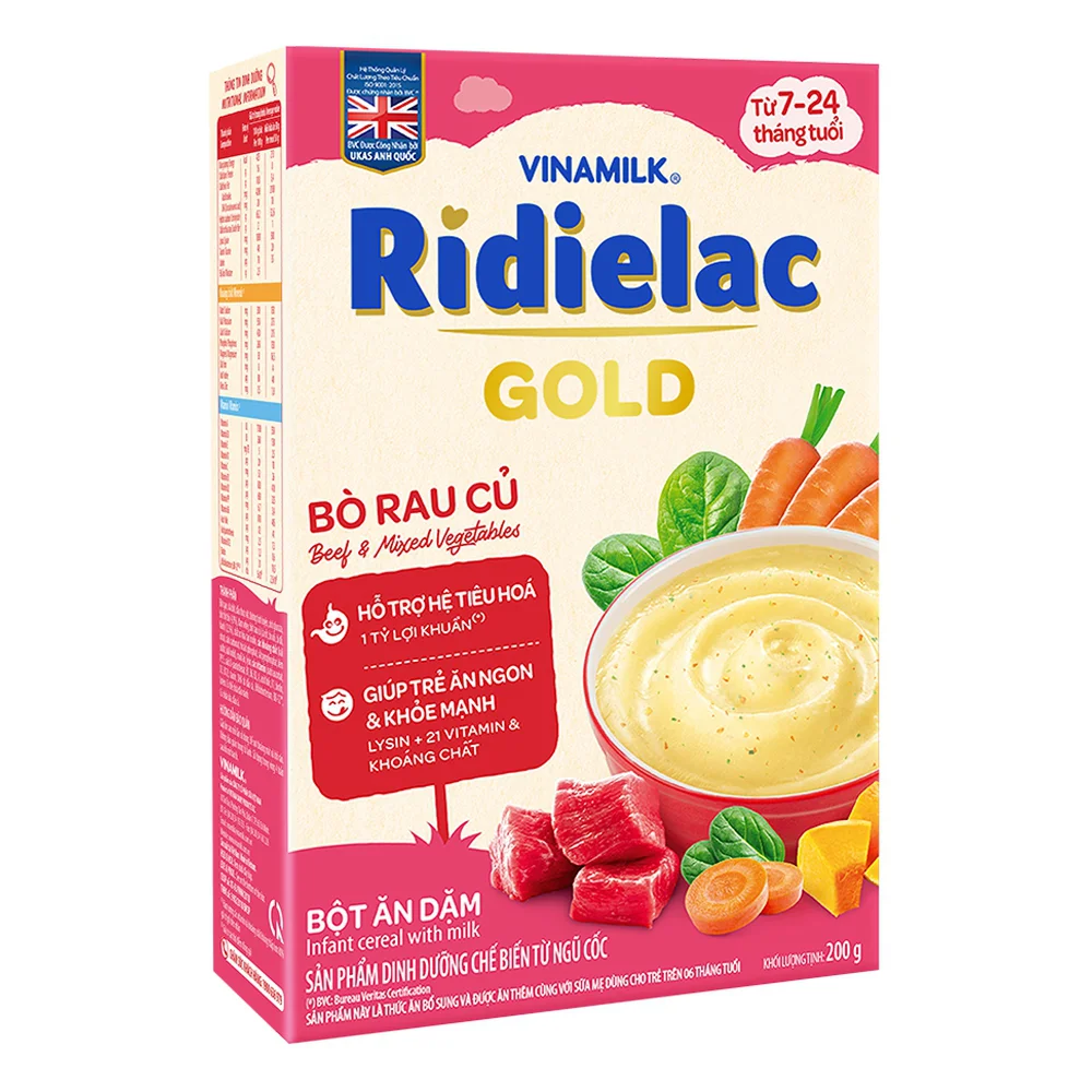 Bột ăm dặm Ridielac Gold bò rau củ HG 200g