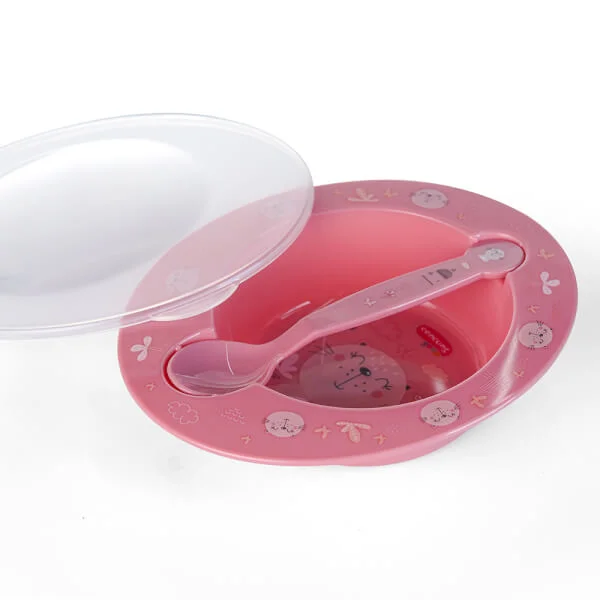 Chén ăn kèm muỗng ConCung Good (hồng)