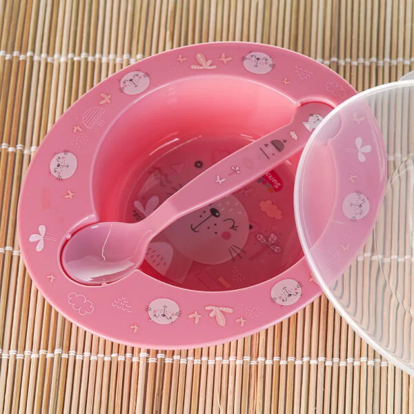 Chén ăn kèm muỗng ConCung Good (hồng)