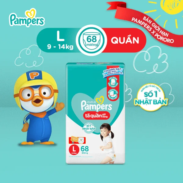 Tã quần Pampers giữ dáng Super Jumbo size L, 68 miếng (giao ngẫu nhiên)