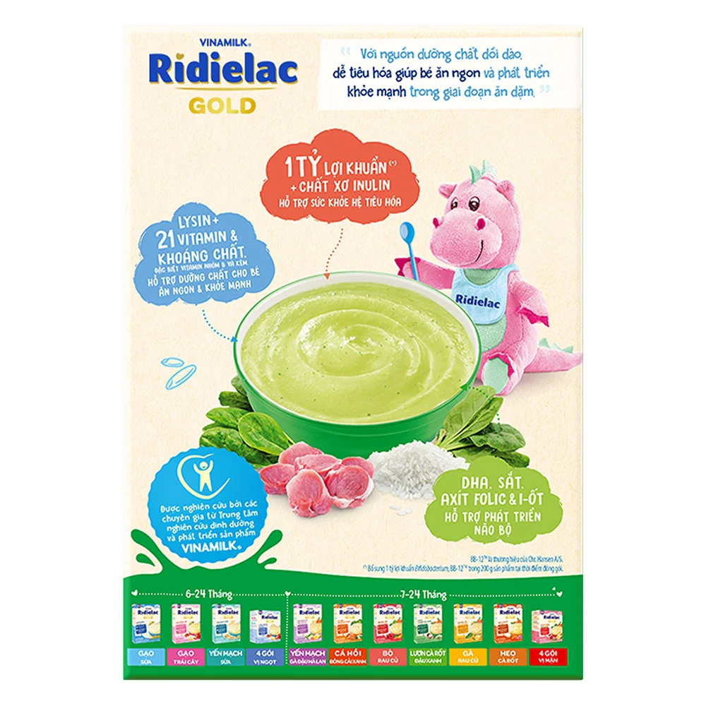  Bột ăn dặm Ridielac Gold heo bó xôi HG 200g