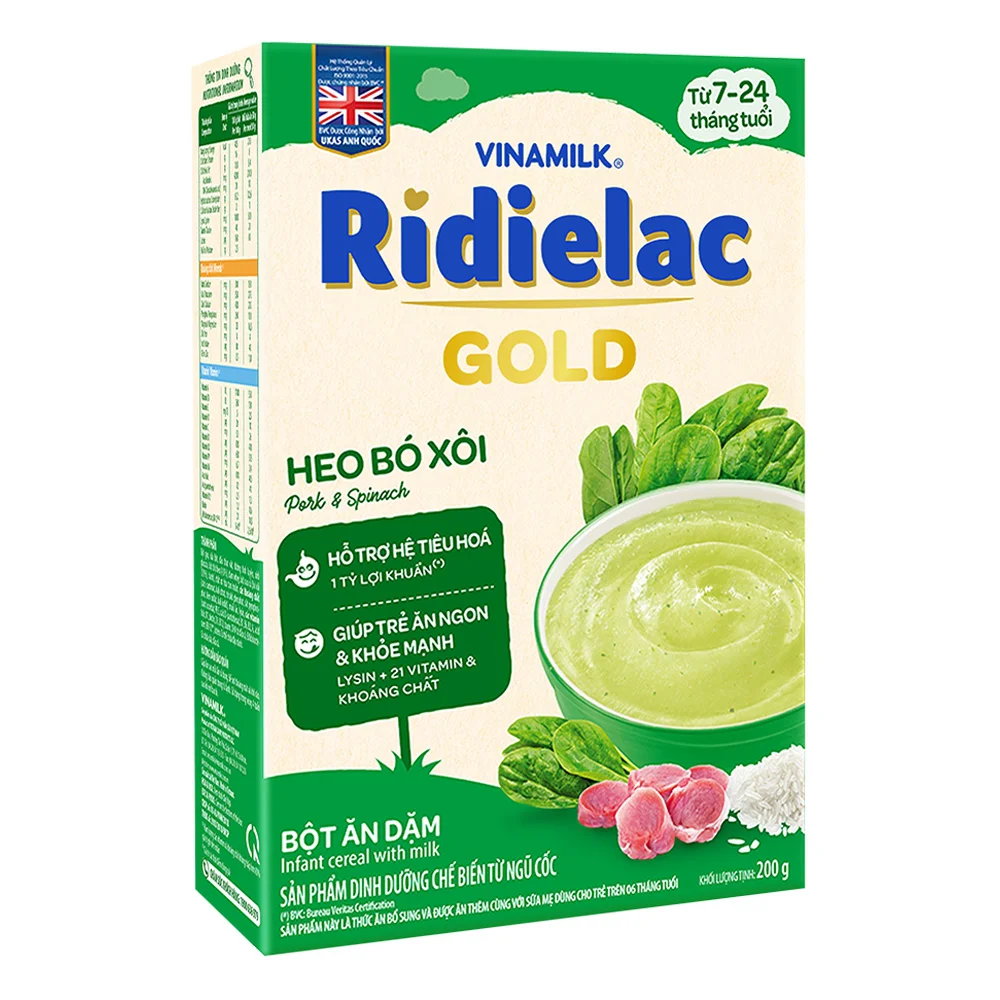  Bột ăn dặm Ridielac Gold heo bó xôi HG 200g