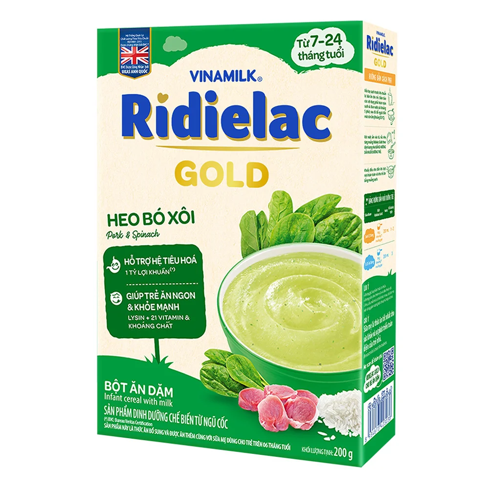  Bột ăn dặm Ridielac Gold heo bó xôi HG 200g