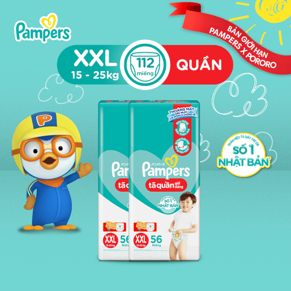 Combo 2 Tã quần Pampers giữ dáng Super Jumbo size XXL, 56 miếng (giao ngẫu nhiên)