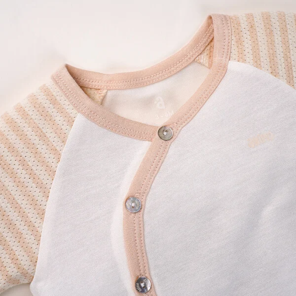 Bộ sơ sinh tính năng ngắn, vải lưới Animo I0322017 (0-12M,Beige)