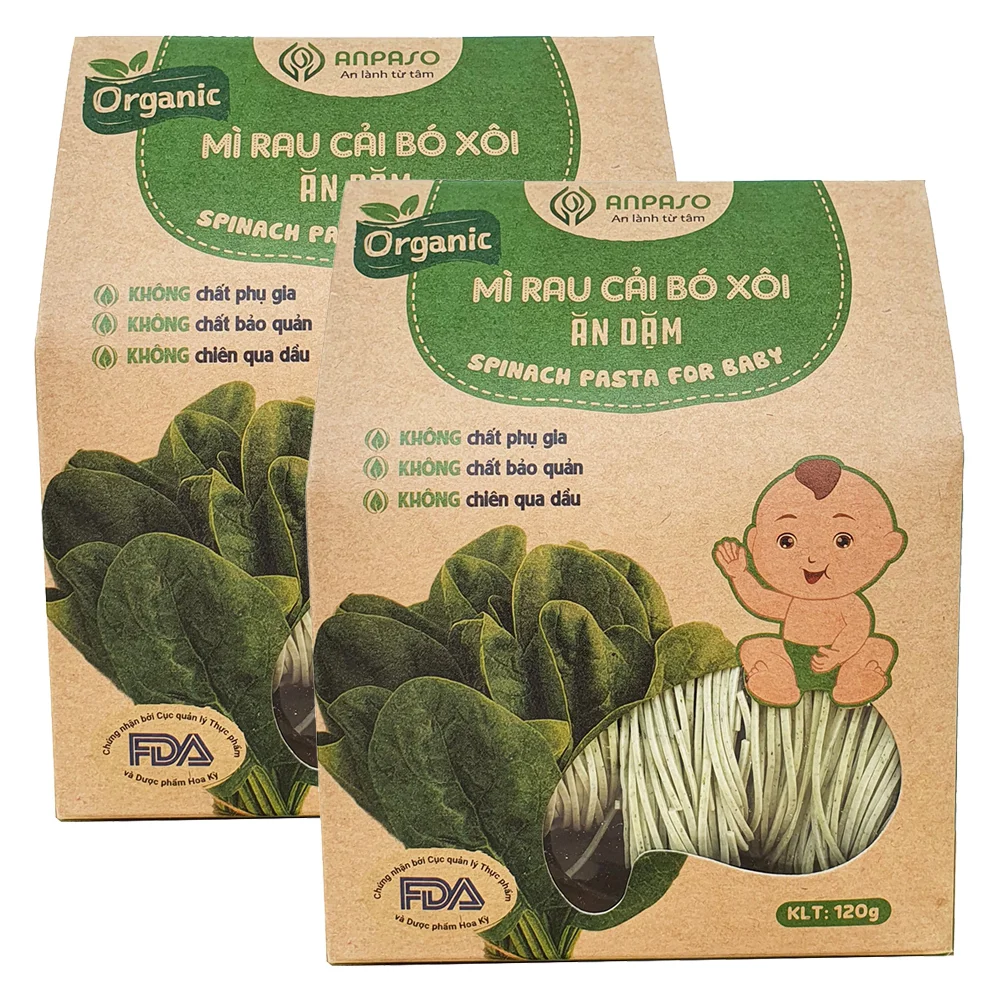 Combo 2 Mì cải bó xôi ăn dặm cho bé Anpaso 120g