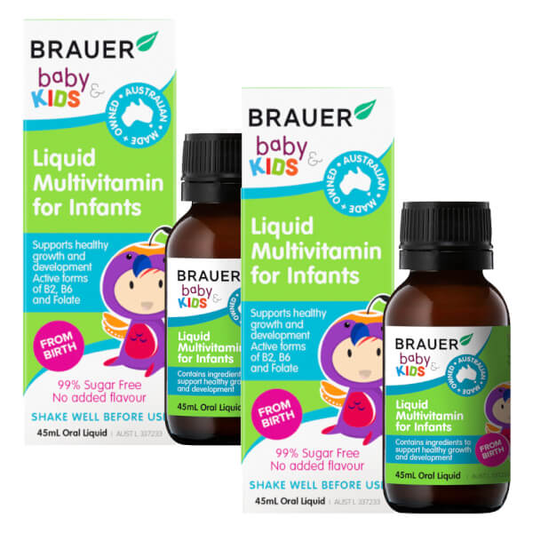 Combo 2 Siro bổ sung Vitamin cho trẻ 6-12 tháng tuổi Brauer Liquid Multivitamin for Infants (45ml)