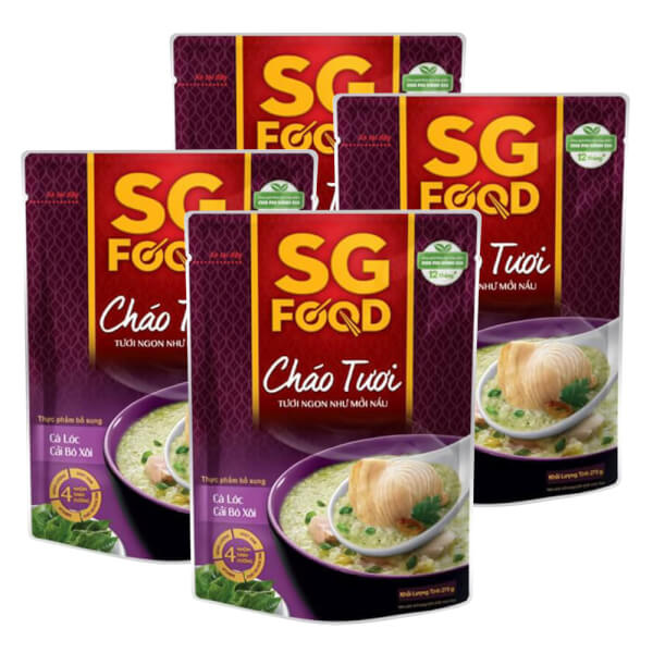 Combo 4 Cháo Cá lóc, Cải bó xôi, SG Food, 270g