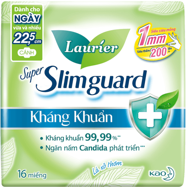 Băng vệ sinh Laurier Super SlimGuard kháng khuẩn 22,5cm 16 miếng
