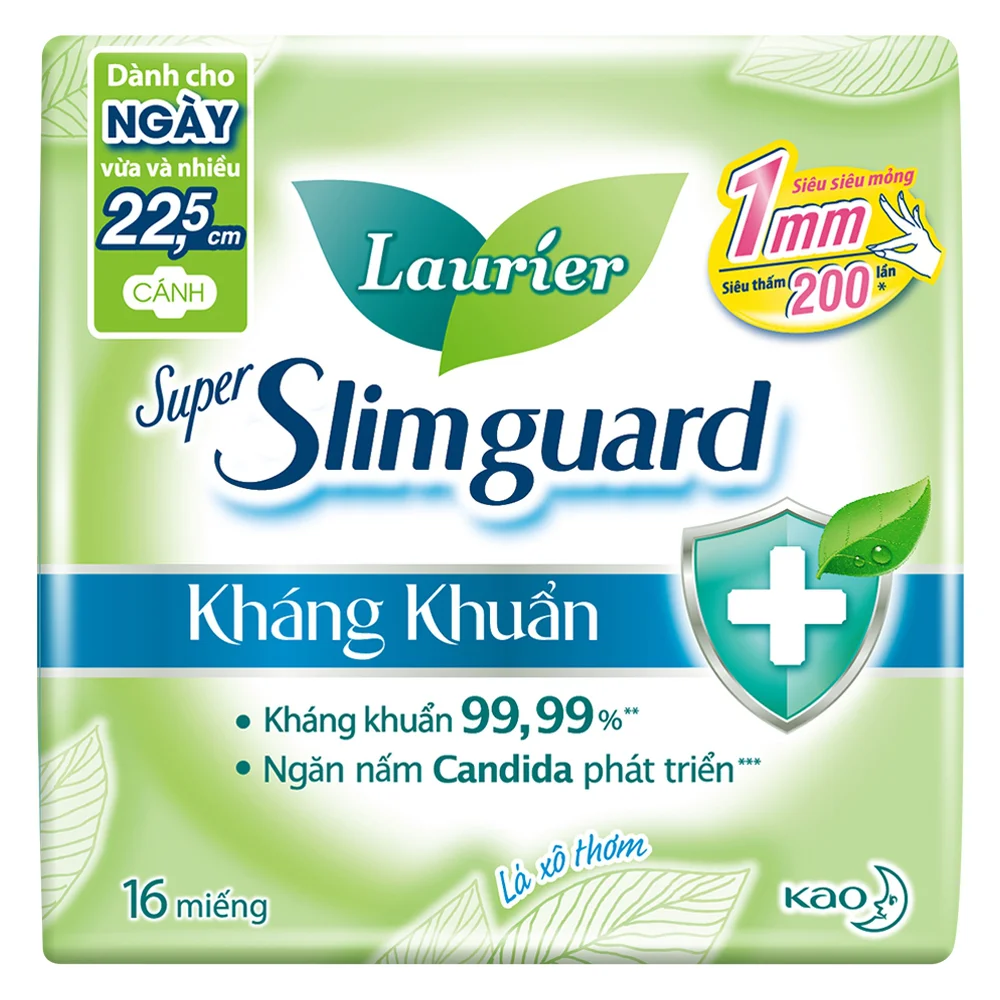 Băng vệ sinh Laurier Super SlimGuard kháng khuẩn 22,5cm 16 miếng