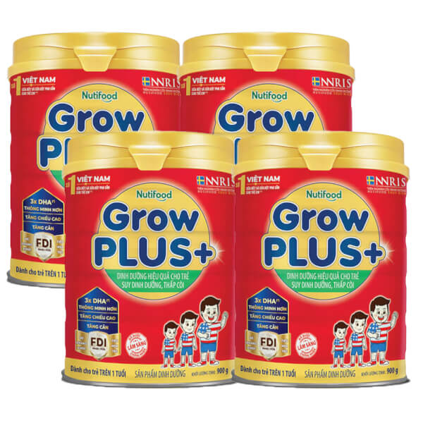 Combo 4 Sữa GrowPLUS Đỏ, 1 tuổi, 900G