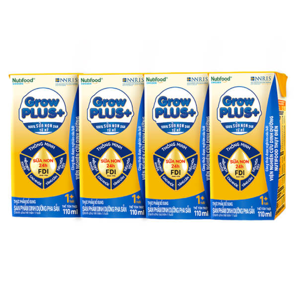 Thùng Sữa Nutifood GrowPLUS+ Sữa Non 110ml (lốc 4 hộp) - 12 lốc