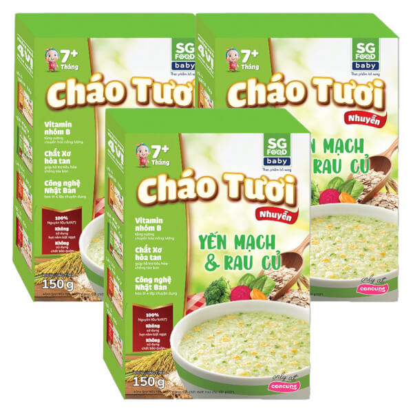 Combo 3 Cháo tươi trẻ em SG Food vị Yến mạch & Rau củ (150g)