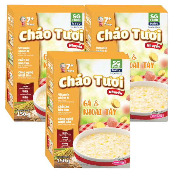 Combo 3 Cháo tươi trẻ em SG Food vị Gà & Khoai tây (150g)