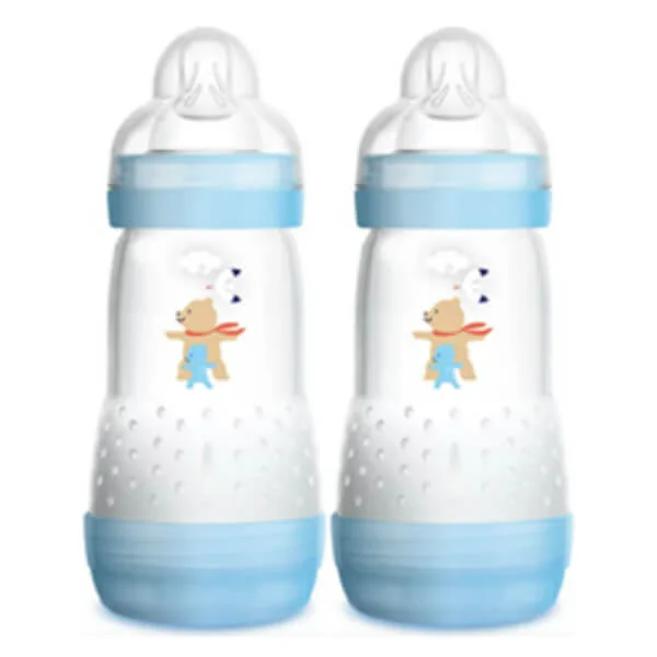 Combo 2 Bình sữa Mam Easy Start Anticolic (chống đầy hơi, 260ml, Xanh dương)