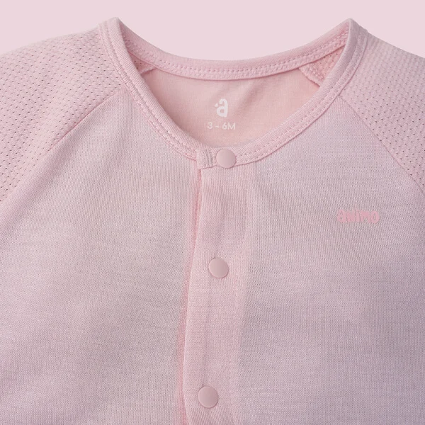 Bodysuit tính năng đùi, vải lưới Animo I0322030 (0-12M ,Hồng)