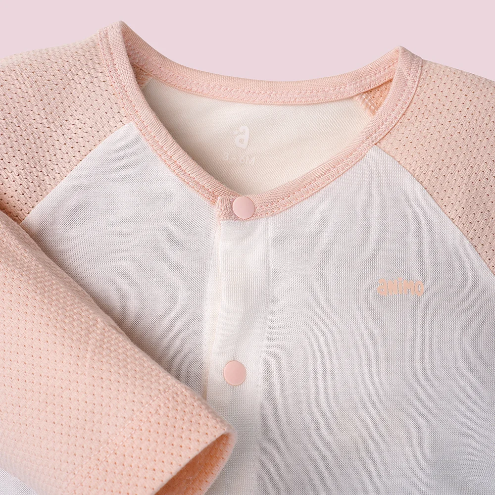 Bodysuit tính năng dài, vải lưới Animo I0322035 (0-12M,Cam)