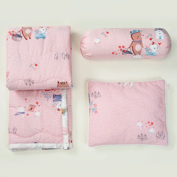 Bộ 3 món chăn, gối nằm, gối ôm cao cấp Animo B2203_HV006 (Hồng)