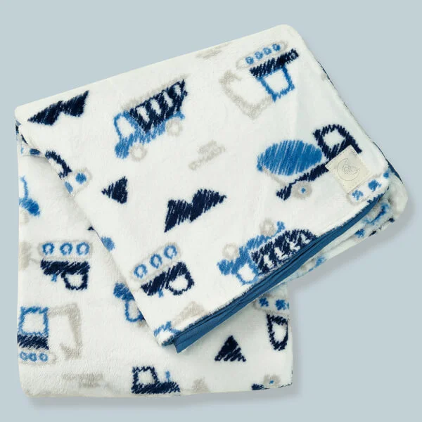 Chăn bông 2 lớp cho bé hình xe Animo B2203_NK005 (100x110cm,Xanh)