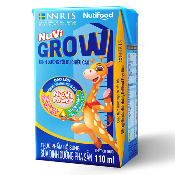 Thùng Sữa Nutifood Nuvi Grow 110ml (lốc 4 hộp) - 12 lốc