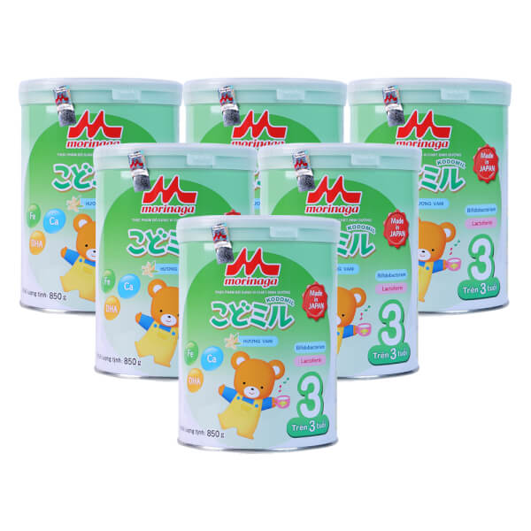 Combo 6 Morinaga số 3 Hương vani (Kodomil), trên 3 tuổi, 850g