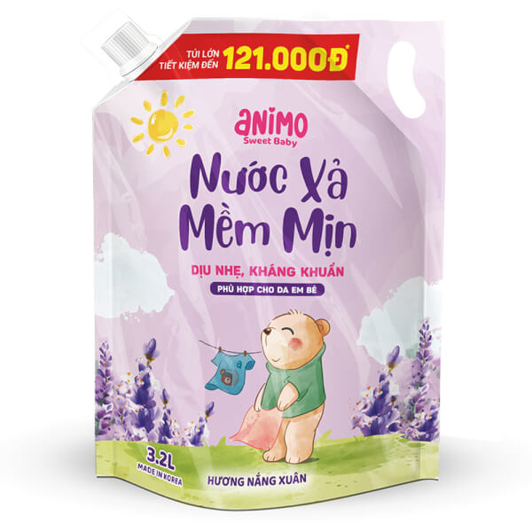 Combo 2 Nước xả Hàn quốc Animo hương Nắng xuân 3,2L (Tím)