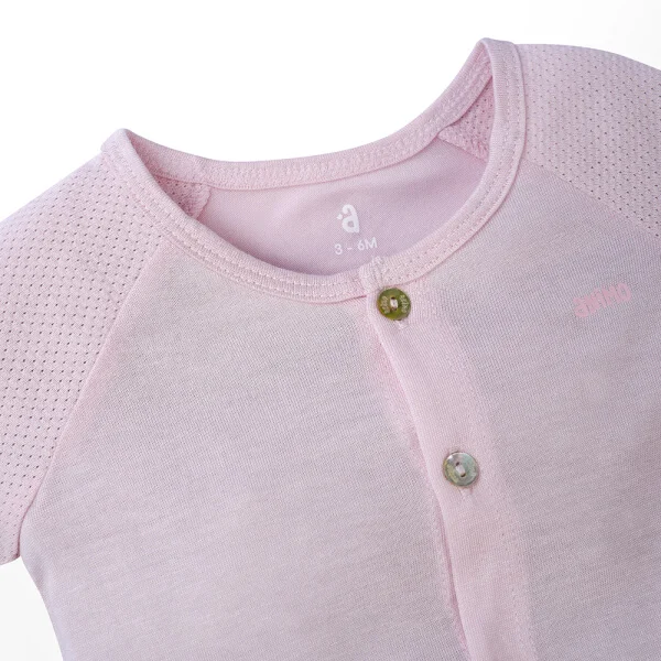 Bộ sơ sinh tính năng ngắn, vải lưới Animo I0322013 (0-12M,Hồng)