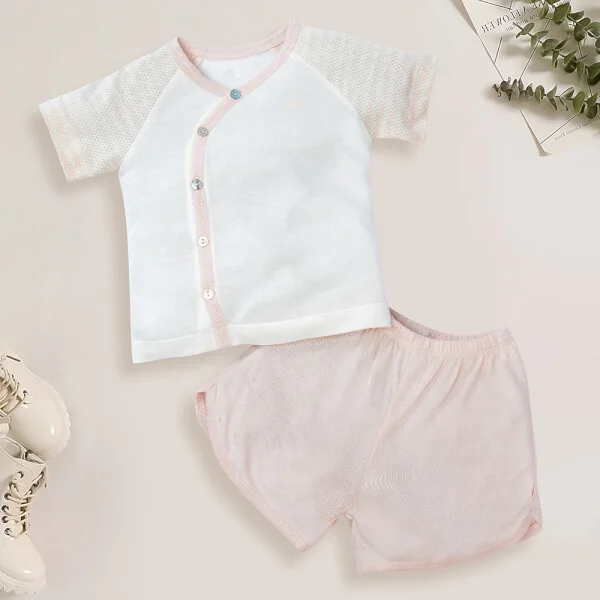 Bộ sơ sinh tính năng ngắn, vải lưới Animo I0322018 (0-12M,Cam)