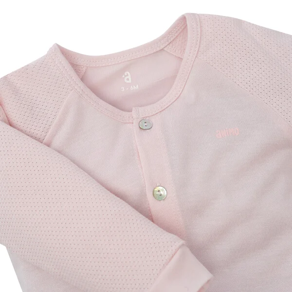 Bộ sơ sinh tính năng dài, vải lưới Animo I0322023 (0-12M,Hồng)