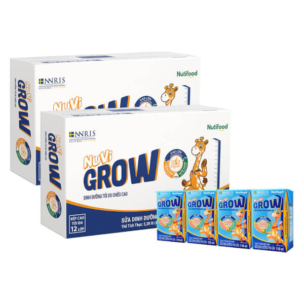 Combo 2 Thùng Sữa Nutifood Nuvi Grow 110ml (lốc 4 hộp)