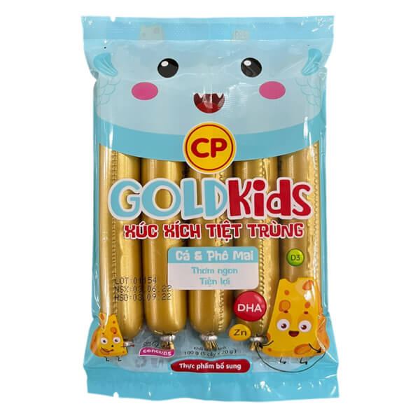 Combo 2 Xúc Xích Tiệt Trùng Goldkids Cá & Phô Mai