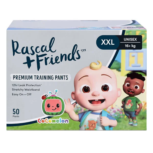 Combo 3 Thùng Tã quần Rascal + Friends Cocomelon (XXL,>16, 50 miếng) kèm sticker ngẫu nhiên