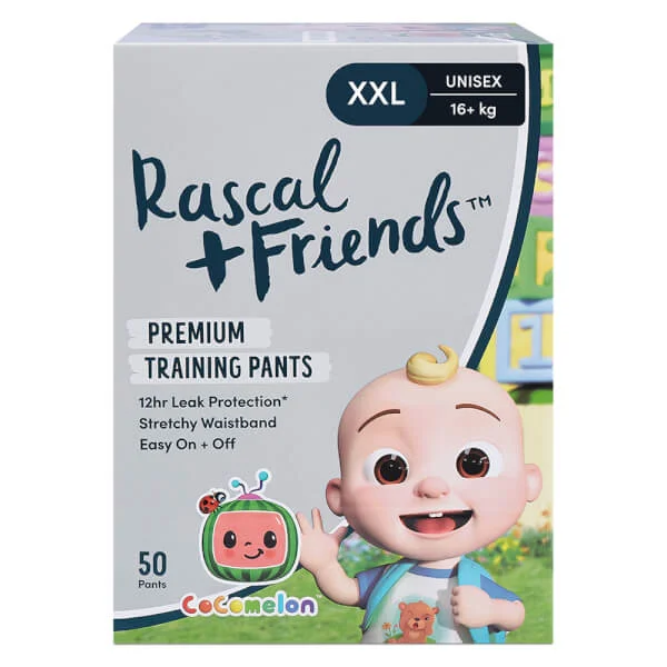 Combo 3 Thùng Tã quần Rascal + Friends Cocomelon (XXL,>16, 50 miếng) kèm sticker ngẫu nhiên